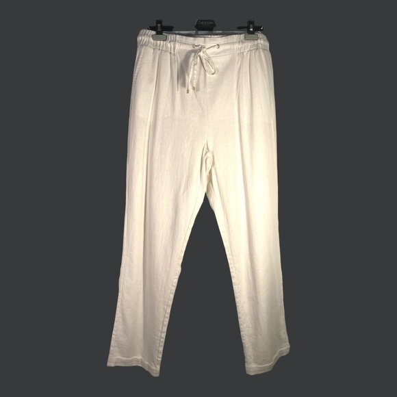 Charlie Paige Pants - CHARLIE PAIGE WHITE LINEN PANTS (SZ LARGE) (NWOT)